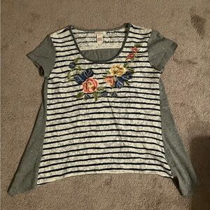 Sundance Navy and White Embroidered Top